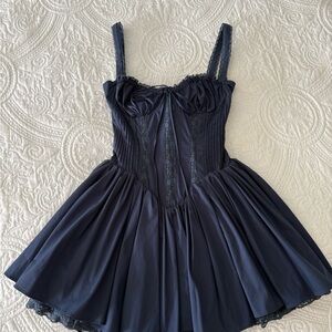 House of CB PIETRA Navy Mini Dress with Lace Detail